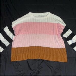 Wishlist Women's Colorblock Sweater - White, Pink, Brown, Black